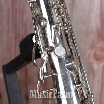 H N White King Vintage 1920s C Melody Saxophone Silver Made in the USA image 15