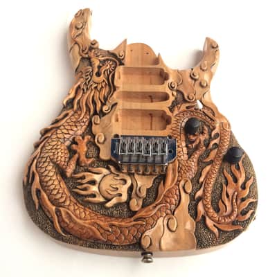 DIY Guitar Kit Ibanez Project Builder Custom Carved Dragon Solid Ash Body Only image 2