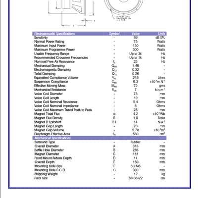 ATC Acoustic Engineers U.K. / EDDY Audio model SB75-314SC, 12'' Woofer (Rubber) image 7