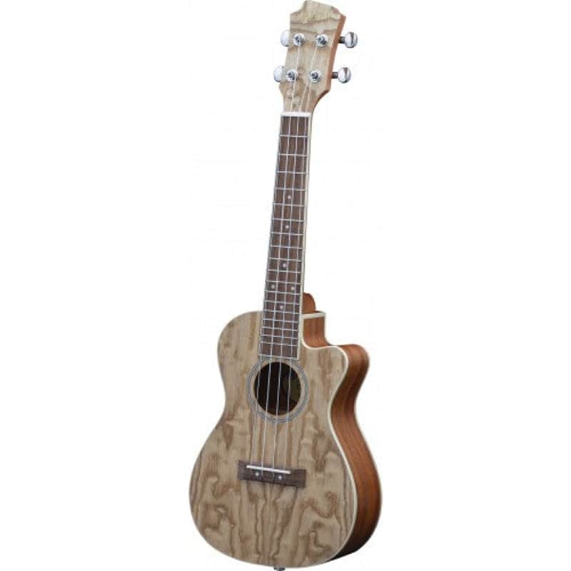 Adam Adam Black Concert Ukulele Quilted Ash Cut Away Electric ...