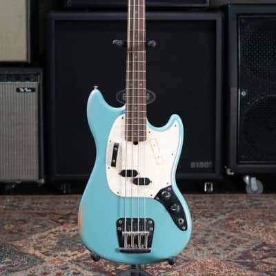 Fender JMJ Road Worn Mustang Bass - Faded Daphne Blue with Gig Bag image 3