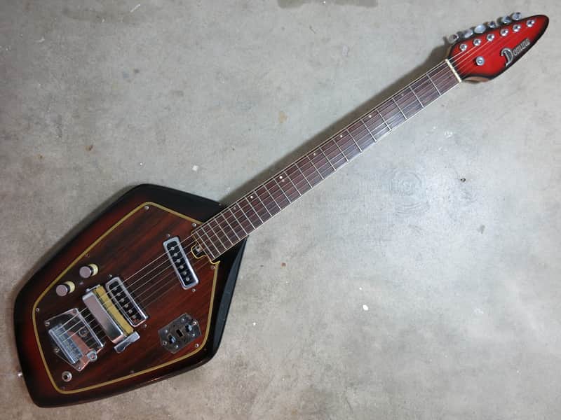 Vintage 1960s Teisco Phantom Guitar Del Rey Domino Great Shape Coffin Case image 1