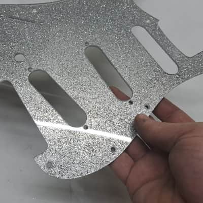 Lefty left handed Platinum Silver Sparkle Glitter Acrylic Strat Stratocaster 11 hole pickguard Fender SSS image 4