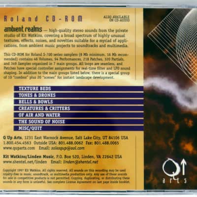 Q-Up Arts - Kit Watkins Ambient Realms Roland Format Sample Library/Sound Library/Sampling CD 1997 image 3