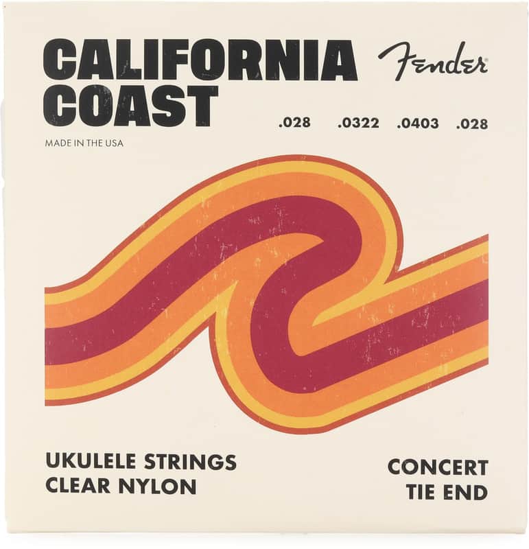 Fender California Coast Clear Nylon Concert Ukulele Strings (3-pack) Bundle image 1