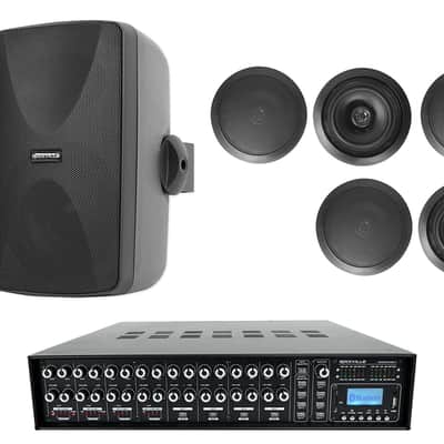 Rockville ROCK MATRIX Multi Room Home Receiver+6) Ceiling+2) Black Wall Speakers image 1