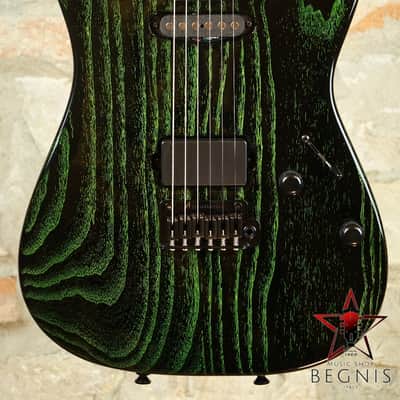 TOM ANDERSON Pro Am HS - Swamp Ash Body & Reverse Headstock - Black with Green Dog Hair image 3