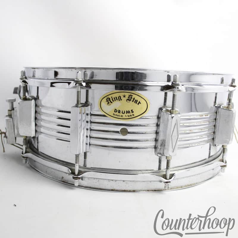 *Pearl "King Star" 14x5"Snare Drum Steel Chrome COS Shell 10-Lug 5-Line Ridges* image 1