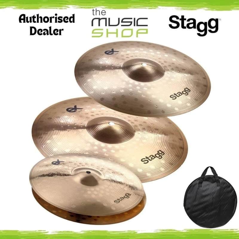Stagg B8 Bronze Cymbal Set - 14" Hi-Hat, 16" Crash, 20" Ride & Bag - EXK-SET image 1