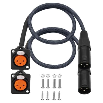 XLR Pass Through Cable, XLR Female Panel Mount to Male Connector Adapter, Mic Feed/Pass Thru Converter for Stage Box, Patch Panel, Floor Box (Female D-Type Male 2-Pack 2FT) image 1