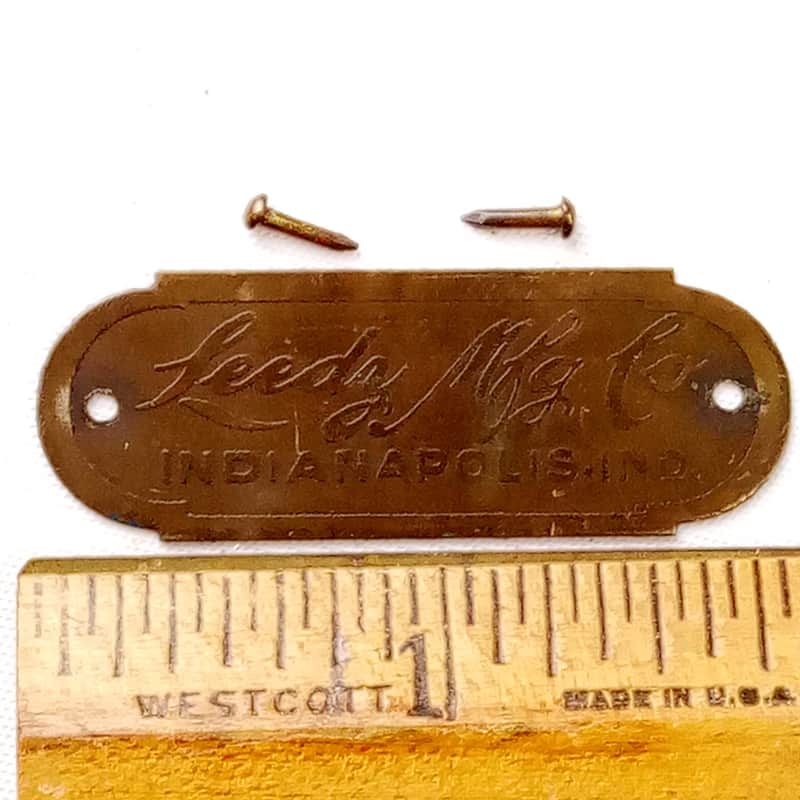 "Leedy Mfg Co Indianapolis Ind" Brass Badge Wood Hoop-Tack Snare/Bass Drum 1910s image 1