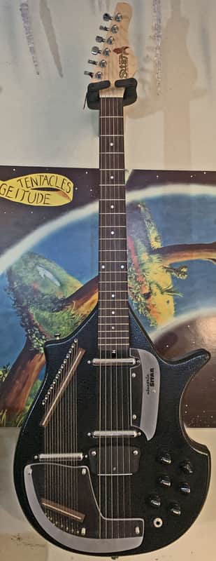 Jerry Jones Guitars 2007 Electric Sitar with custom hard case - Black Crackle image 1