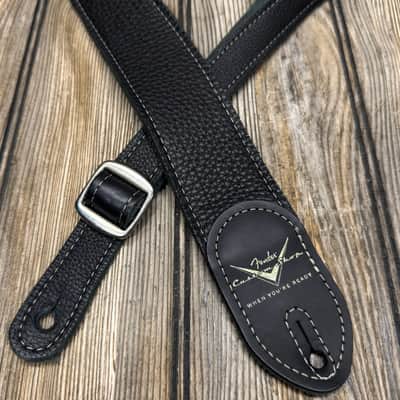 Fender Custom Shop Guitar Bass Strap Black Leather 2" Strat Tele image 1