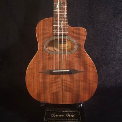 Handmade Gypsy Concert Ukulele, ArchBack Curly Wanut, Acacia MOP & Abalone Inlay, Soft-bag, Bruce Wei GUT15-2009 image 4