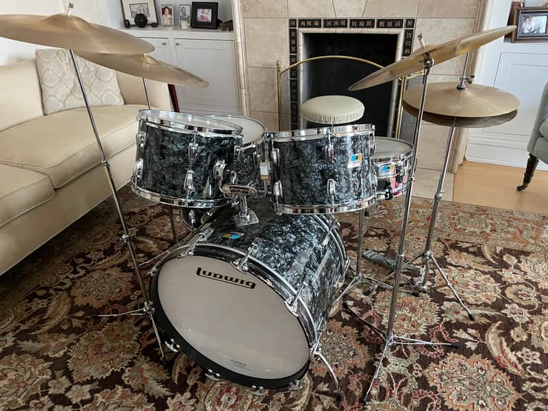 Vintage 1972 Ludwig Hollywood Drum Set Factory Complete Time Capsule Black Pearl Zildjan -See Video! image 1