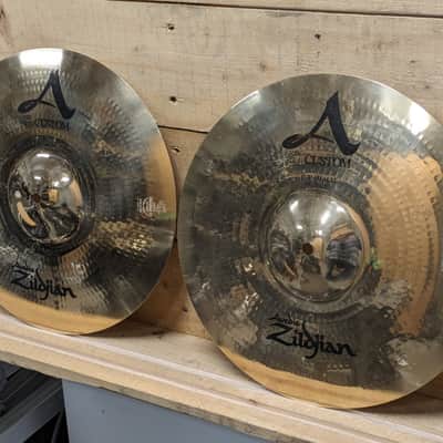 Zildjian 14" A Custom Hi-Hat Cymbals (Pair) 1991 - Present - Brilliant image 3