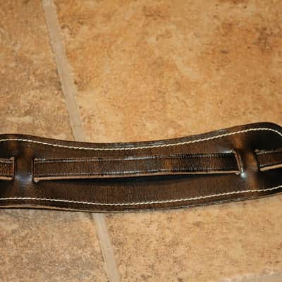 1960's Fender Leather Guitar Strap with Floral design on buckle image 3