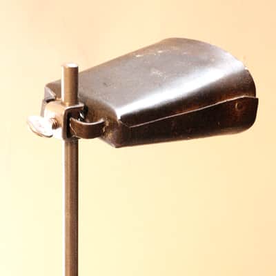 Leedy 4" Cow Bell, Logo-Stamped Nickel Plated Holder - 1920s / Traps Era image 3