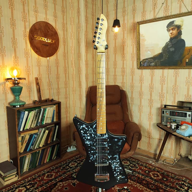Krunk Ani Style Black Custom Guitar Soviet Era Reissue Rare USSR Retro image 1