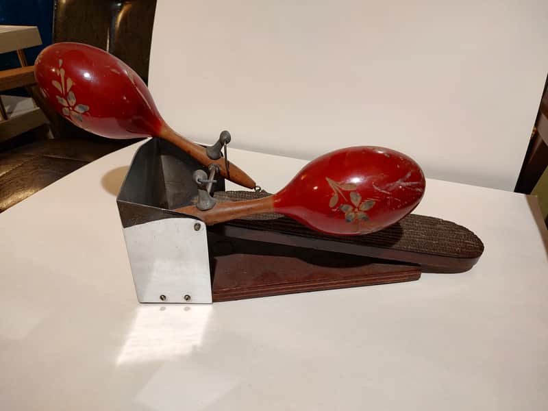 Vintage Cha Cha Drum Pedal Percussion Maracas Shakers image 1