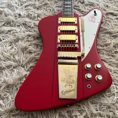 Vintage 1999 Epiphone '63 Firebird VII 1963 Reissue Cardinal Red Electric Guitar MIK image 3
