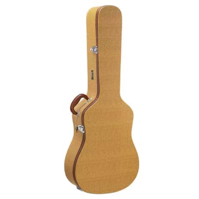 41" Yellow Portable Hardshell Acoustic Guitar Carry Case with Lock | Durable Wood & Leather Design with Plush Interior for Maximum Protection image 2