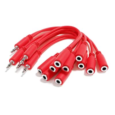 ExcelValley [Red] 5-Pack - Mono Splitter Y Patch Cables - TS 3.5mm 1/8" Eurorack Synth Synthesizer image 1