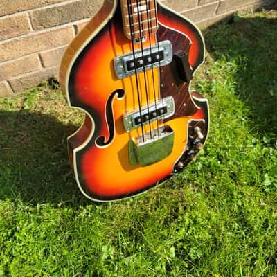 1960's Japan Made Prestige Violin Shaped Bass Guitar Great Player & Sound image 3