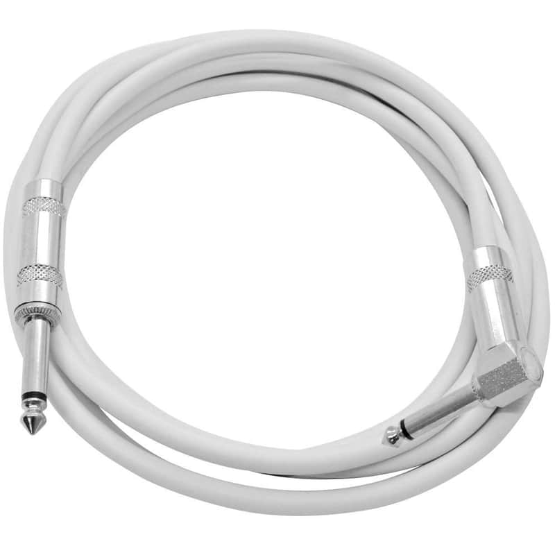 SAGC10R- White 10 Foot Right Angle to Straight Guitar Cable 10' image 1