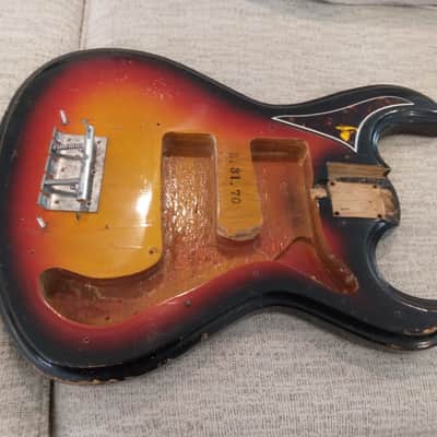 Silvertone 1490 Bass Guitar Body 1970 Sunburst Made in Japan image 11
