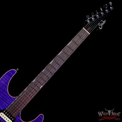 Suhr Custom Set Neck Modern HSH Flame Maple Top Mahogany Body & Neck Blower Switch 24 Stainless Steel Jumbo Frets Trans Purple 6.95 LBS image 4