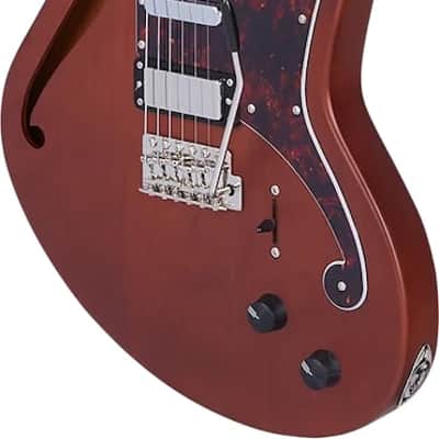 D'Angelico Deluxe Bedford SH Semi-hollowbody Electric Guitar - Matte Walnut image 5