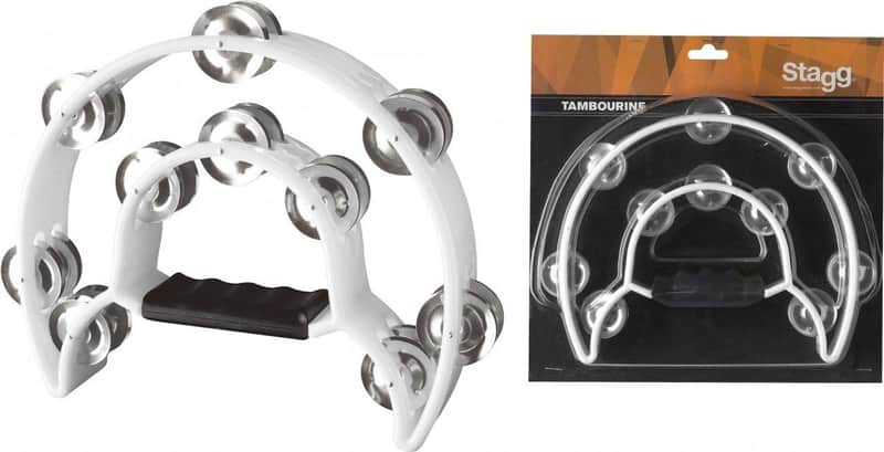 Stagg Model TAB-1-WH - 10 Jingle Half Moon Professional Tambourine - White image 1