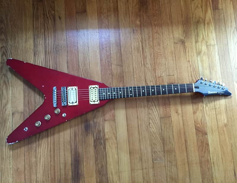 Vintage Ibanez Rocket Roll 2 80s Metallic Red flying V | Reverb España