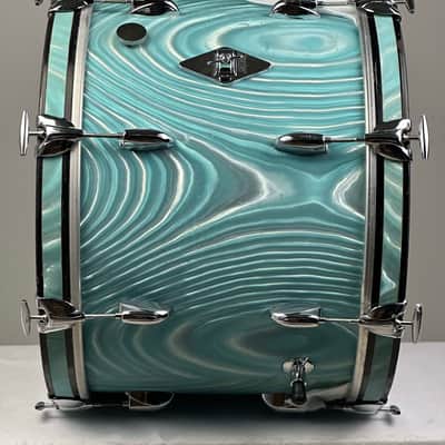Gretsch 20/12/14/5.5x14" Progressive Jazz 60's Round Badge Drum Set - Aqua Satin Flame image 7