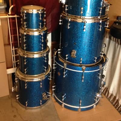 Gretsch New Classic Maple Drum Set 2011 Ocean Blue Sparkle 8, 10, 12, 14, 16, 18, 22 image 1