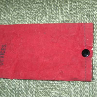 vintage Shure microphone pouch 1960s / 1970s - Outer areas: red thin velvet with black graphic / Inner areas: tan thin canvas (11 & 1/8" x 3") image 7