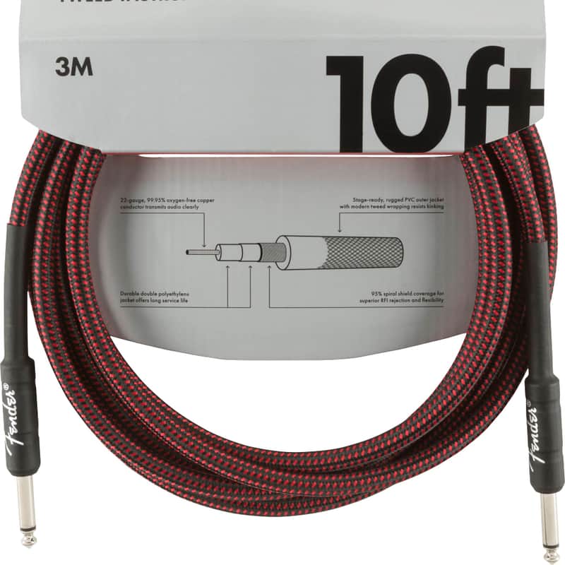 Photos - Guitar Fender 2010s  Professional Series Instrument Cables, 10' Red Tweed 