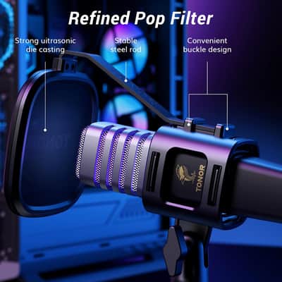 Usb Gaming Microphone, Rgb Streaming Microfono Set, Pc Podcast Recording Computer Mic For Ps4/5, Discord, Twitch, Cardioid Condenser Mic With Adjustable Boom Arm Stand Tc30S+ image 5