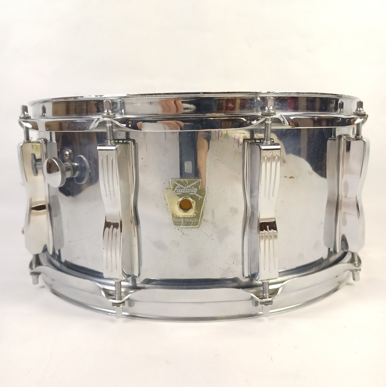Ludwig 6.5x14"L403 75th Anniversary Chicago Keystone Snare Drum Chrome Over Wood — main photograph