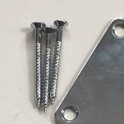 Vintage Aged Relic Neck Plate Electric Guitar Chrome Neckplate MIJ + 3 Screws image 3