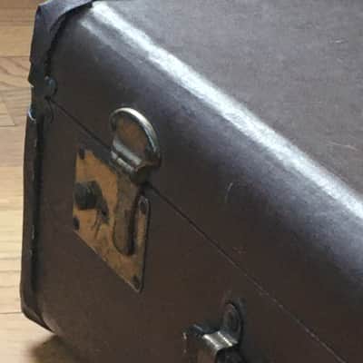 Vintage Brown Leather Made In USA 1950s-60s Hard Pedal Storage Case Luggage Amp Speaker Cargo Mod Platform image 3