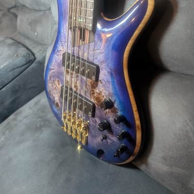Ibanez SR2605 Premium Electric Bass Guitar, 5-String, Cerulean Blue Burst image 3