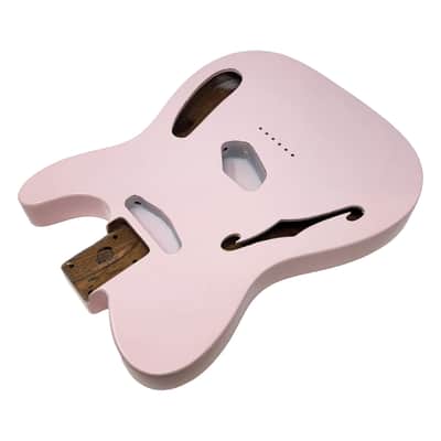 Brio Pink T-Style Thinline Guitar Body – Roasted Ash – Fender-Spec – Semi-Hollow image 3