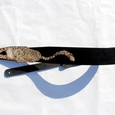 Burny Black custom guitar strap _ snow leopard black made to order - oil image 8