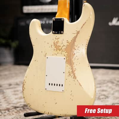 Fender Custom Shop 1962 Stratocaster Heavy Relic Electric Guitar - Vintage White with Hardshell Case image 2