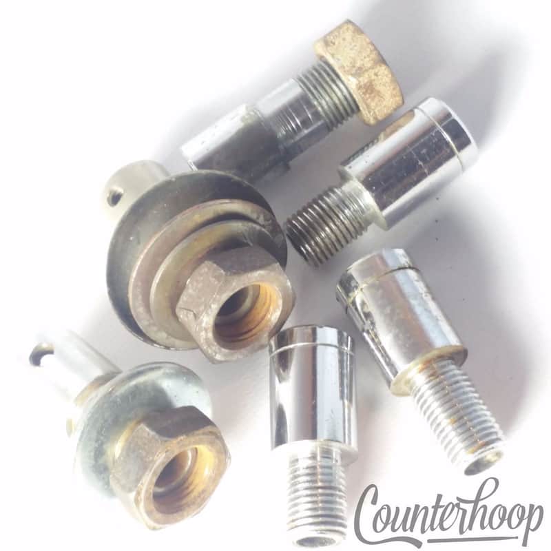 *Walberg & Auge Bass Drum Disappearing Spur Mounts Receivers 5x Chrome+1x Nickel image 1