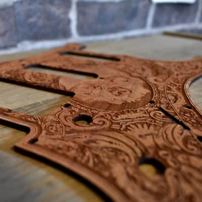 Wood Pickguard for Stratocaster HSS and SSS Laser engraved Real Cherrywood with Unique Artwork image 4