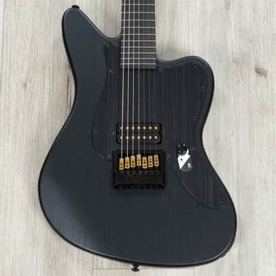 ESP LTD AW-XJ7 Baritone EverTune 7-String Guitar, Macassar Ebony Fretboard, Black Open Grain Satin image 1