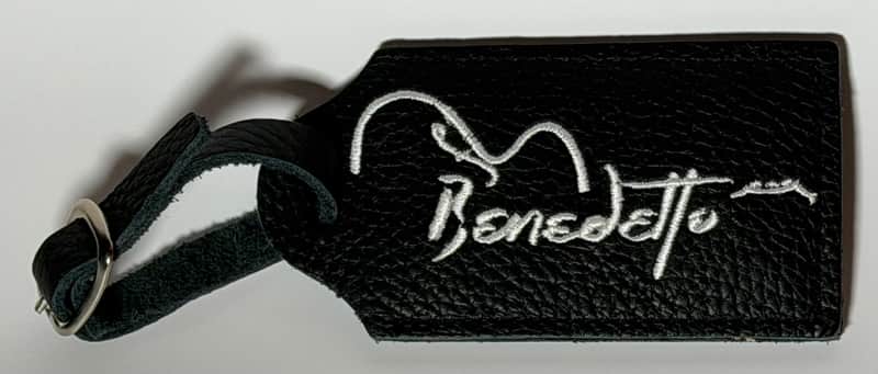 Benedetto Guitars Italian Leather Luggage Tag 2000s - Black image 1